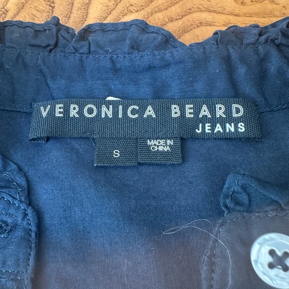 Veronica Beard Tenille Navy Ruffle Trim Blouse. Perfect for Spring. Size Small - Picture 2 of 8